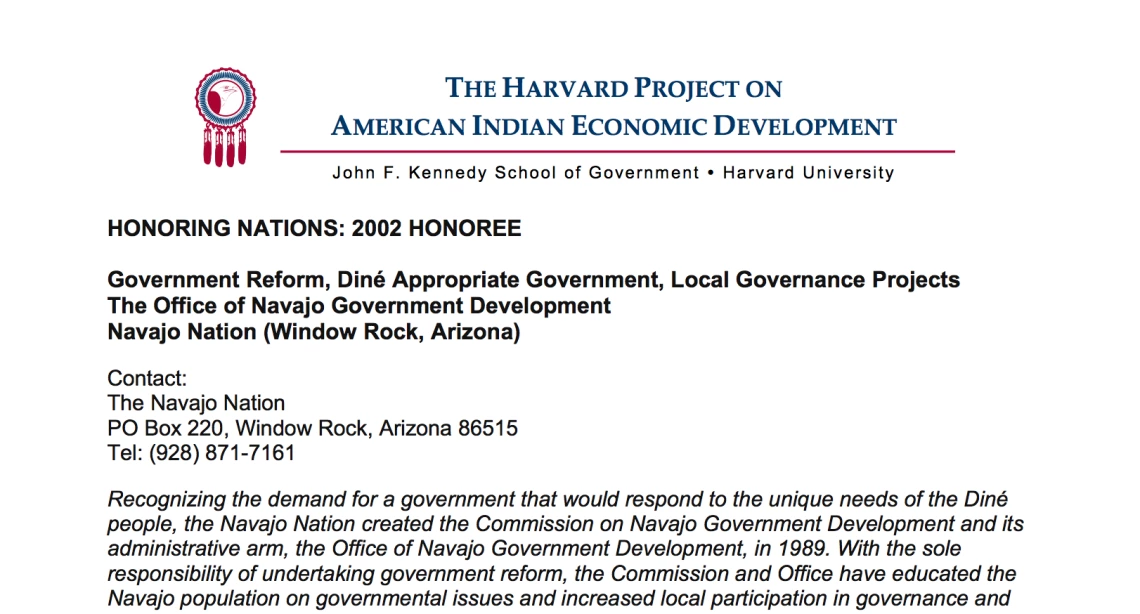 Diné (Navajo) Local Governance Projects