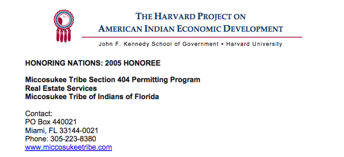 Miccosukee Tribe Section 404 Permitting Program