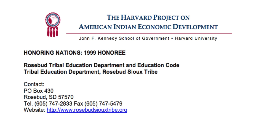 Rosebud Sioux Tribal Education Department and Code