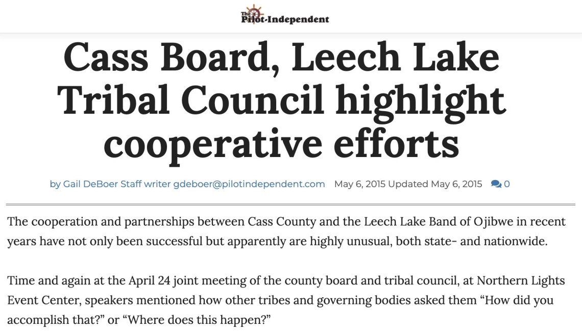 Cass Board, Leech Lake Tribal Council highlight cooperative efforts