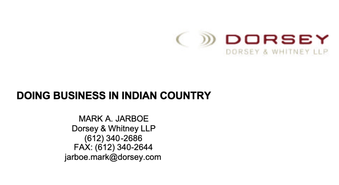 Doing Business in Indian Country