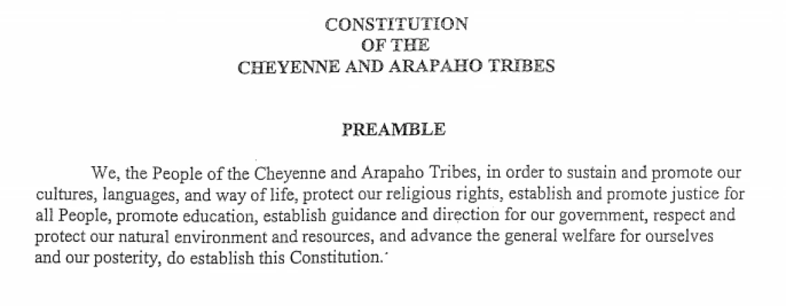 Cheyenne and Arapaho Tribes: Legislative Functions Excerpt