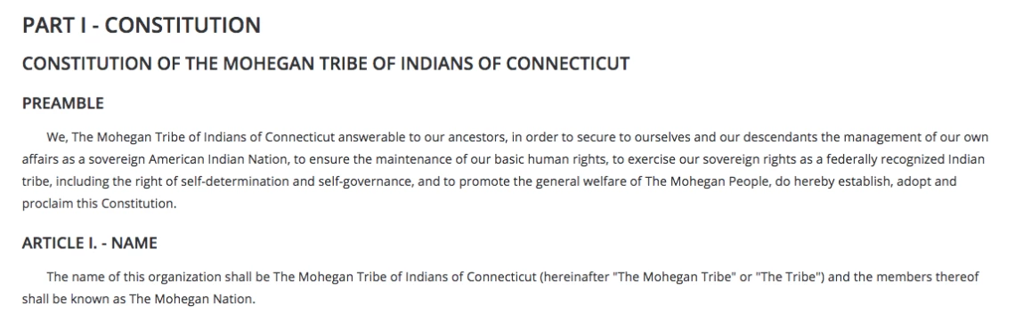 Mohegan Tribe: Executive Functions Excerpt