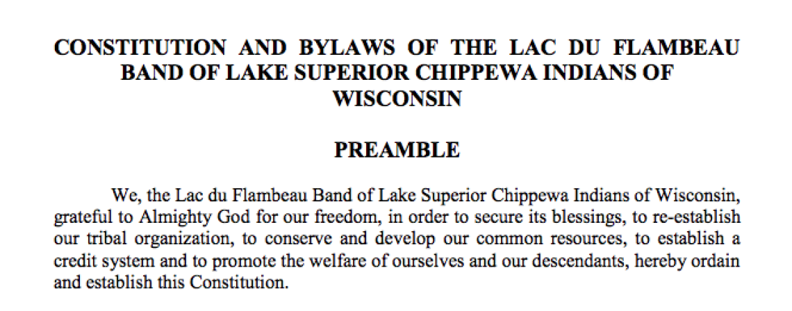 Lac du Flambeau Band of Lake Superior Chippewa Indians of Wisconsin: Governmental Structure Excerpt