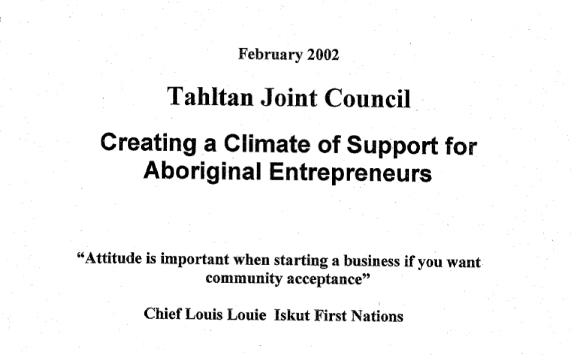 Creating a Climate of Support for Aboriginal Entrepreneurs