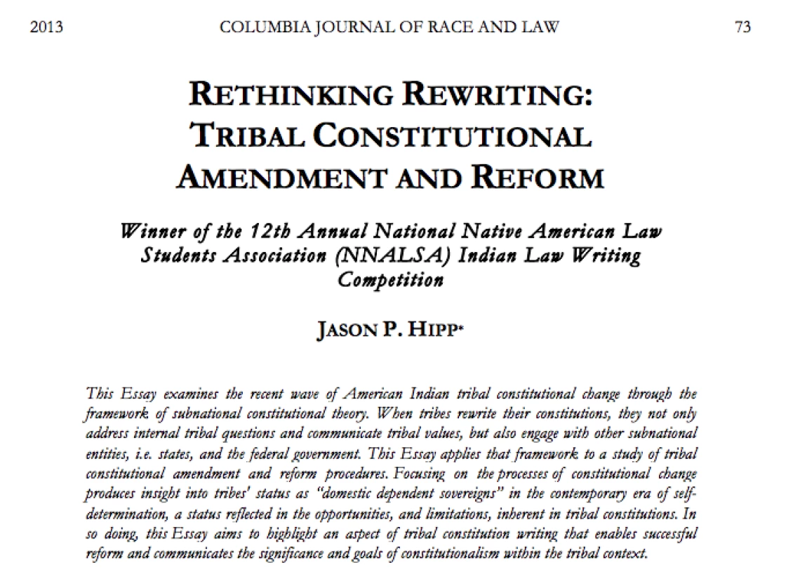 Rethinking Rewriting: Tribal Constitutional Amendment and Reform