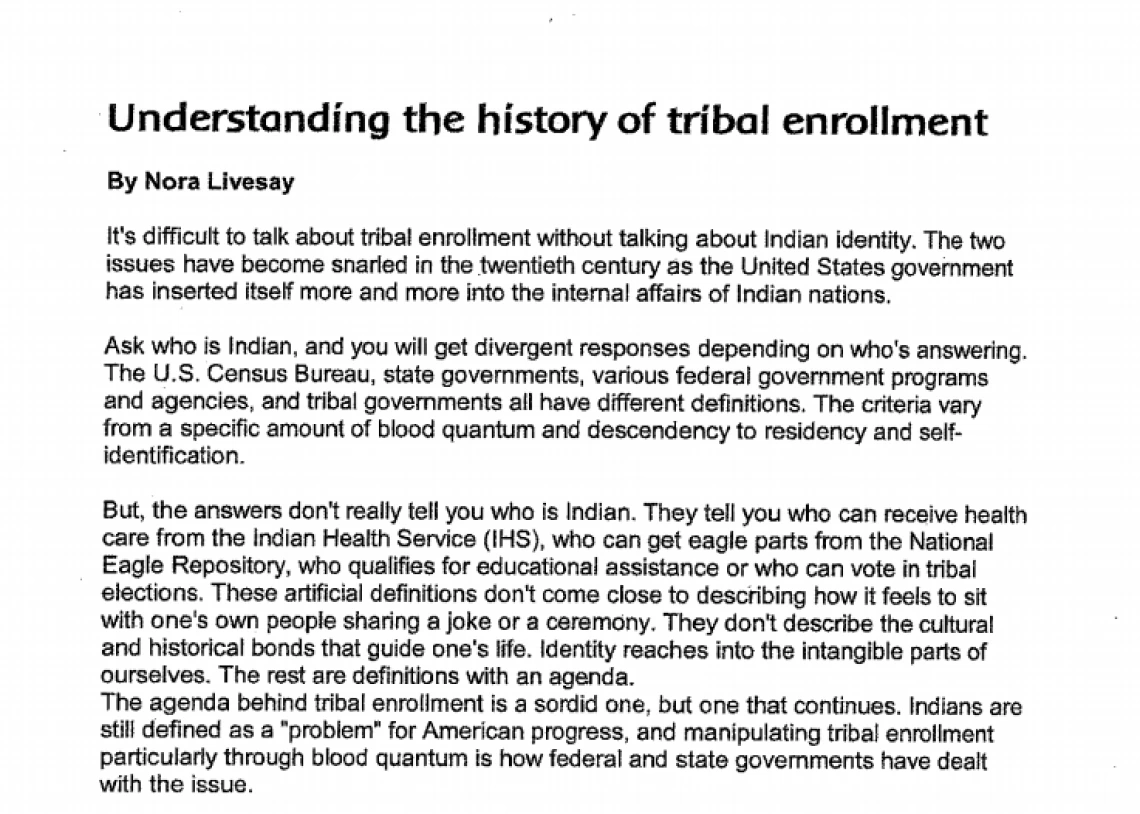 Understanding the history of tribal enrollment