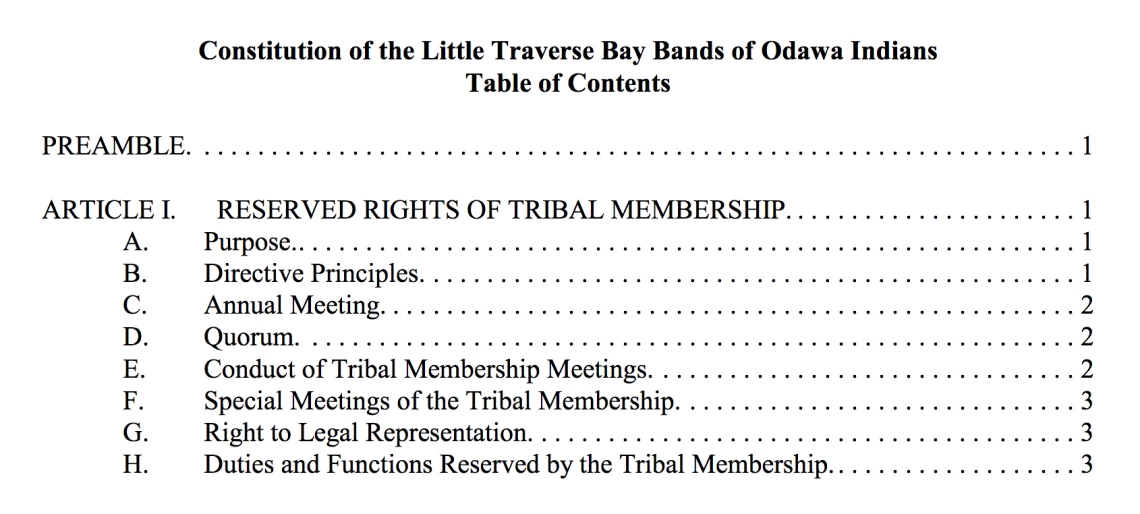 Little Traverse Bay Band of Odawa Indians: Governmental Structure Excerpt