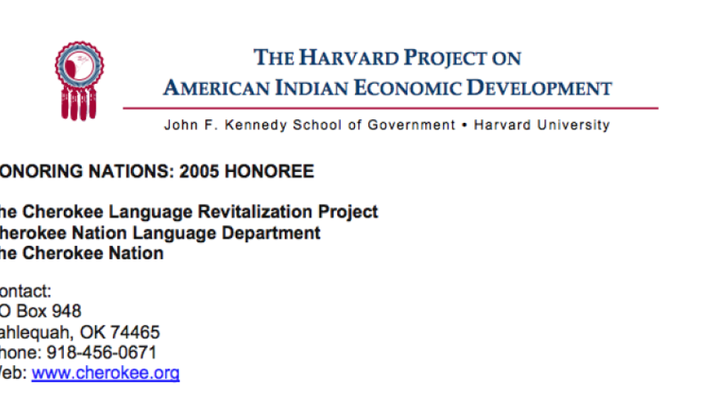 Cherokee Language Revitalization Project