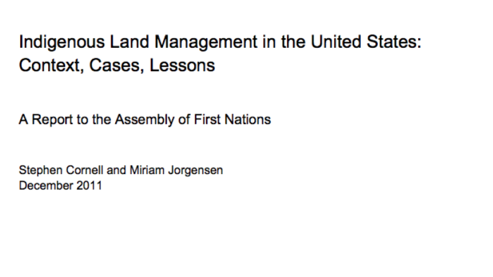 Indigenous Land Management in the United States: Context, Cases, Lessons