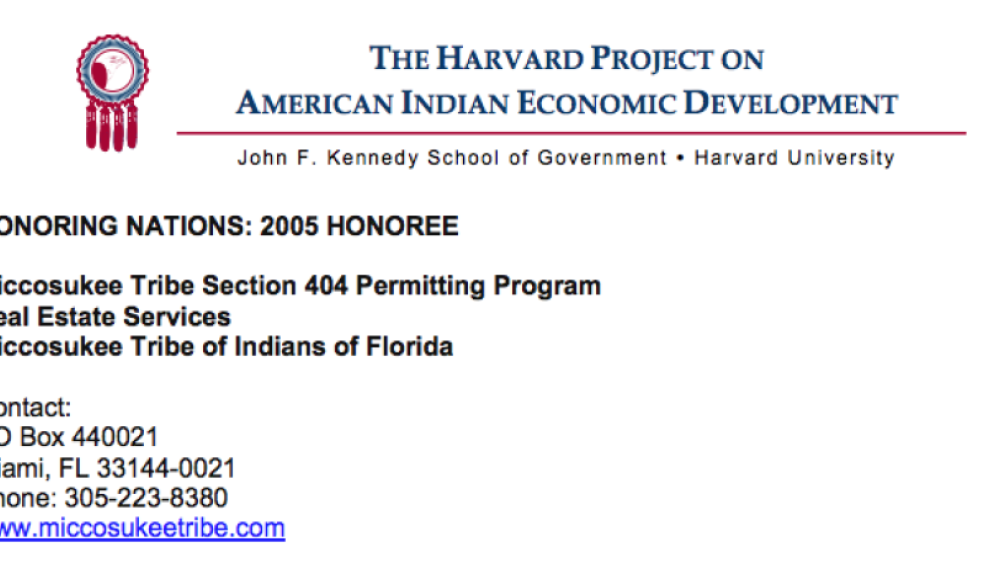 Miccosukee Tribe Section 404 Permitting Program