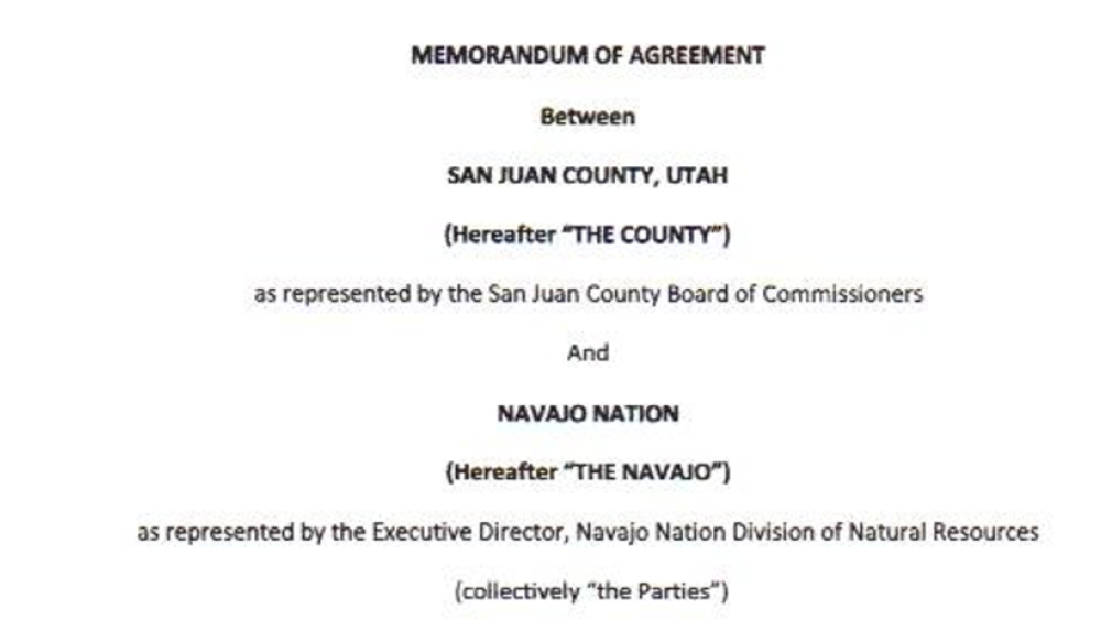 Agreement Signed Between Navajo Nation & San Juan County Utah