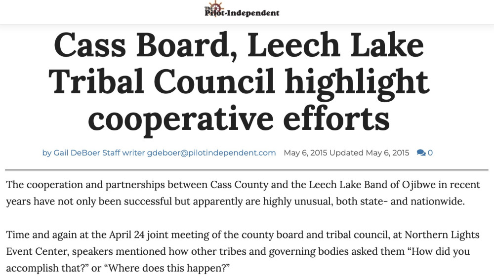 Cass Board, Leech Lake Tribal Council highlight cooperative efforts