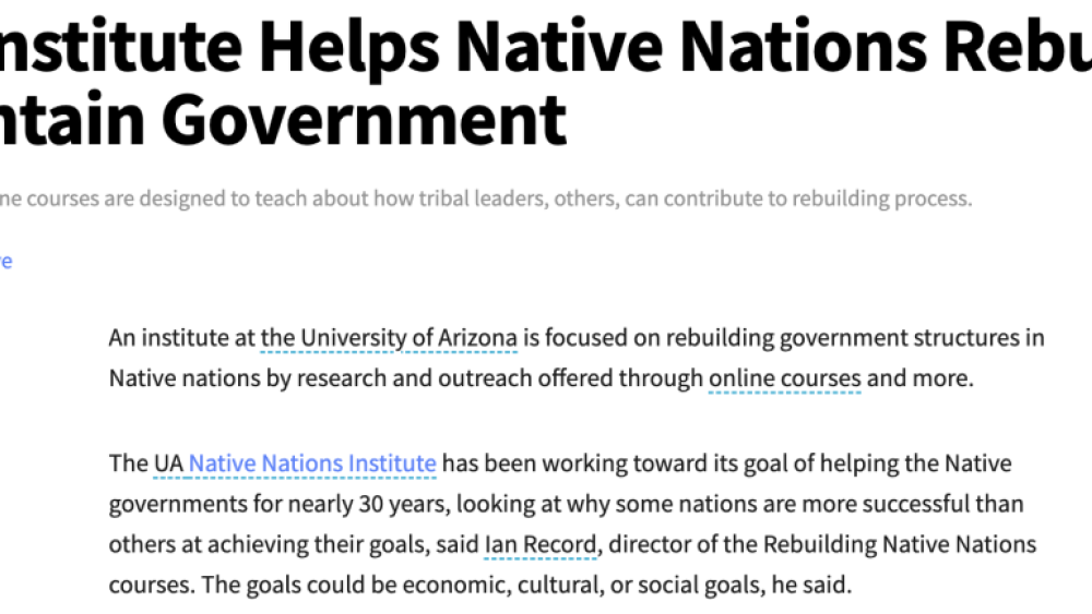 UA Institute Helps Native Nations Rebuild, Maintain Government