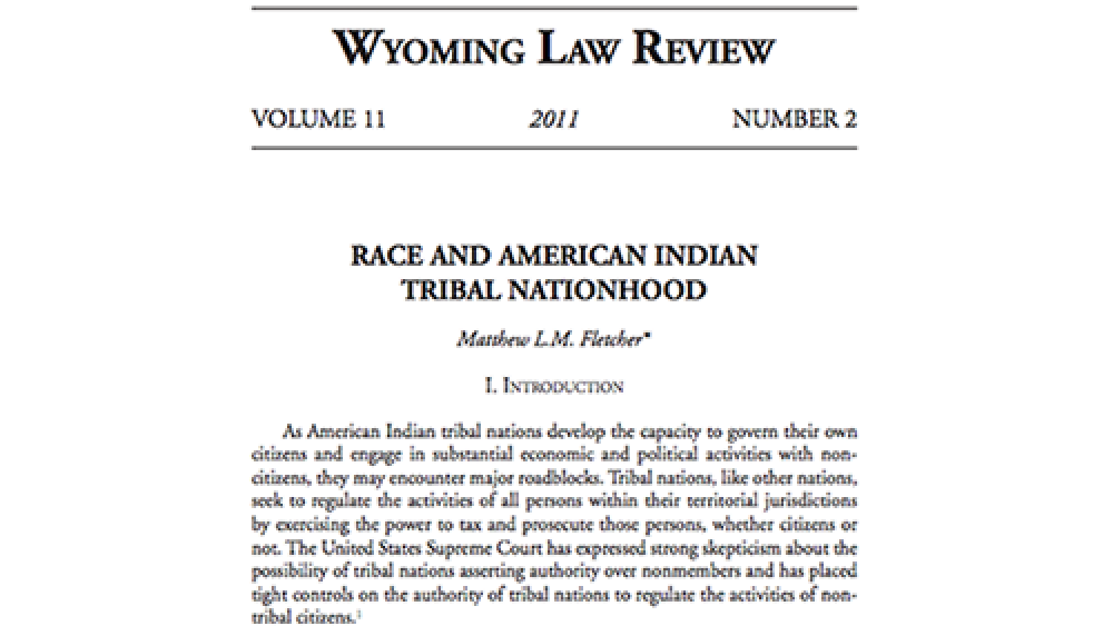 Race and American Indian Tribal Nationhood